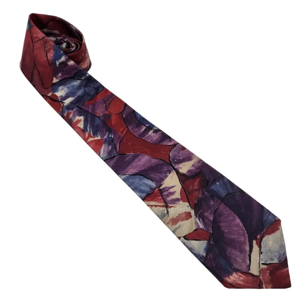 VINTAGE ESSEX ROW Mens‎ Tie Necktie Abstract Art Multicolor Pattern Made in USA